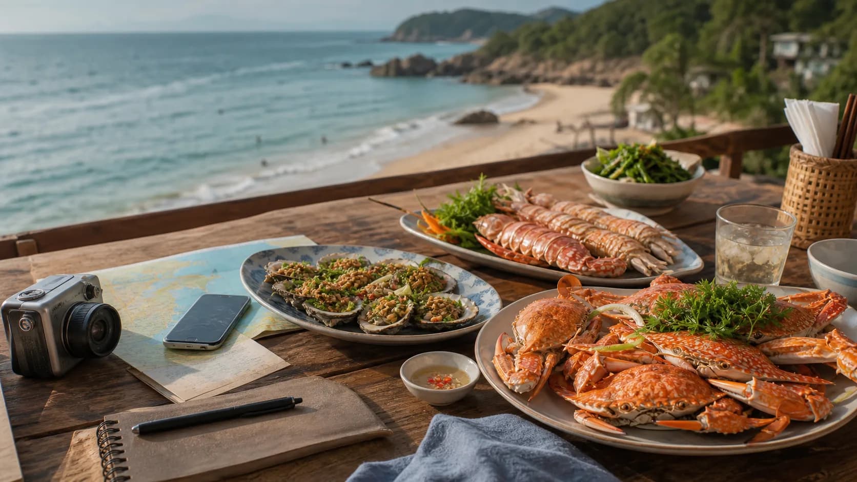 Bãi biển Thiên Cầm phủ sương